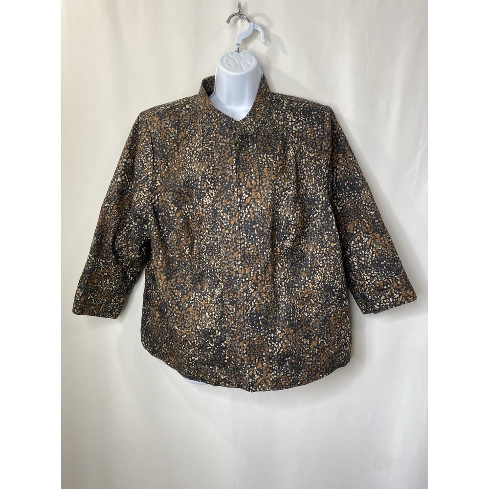 CJ Banks Womens Jacket Size 1X 3/4 Sleeve Fall Career Wear 100% Cotton Business
